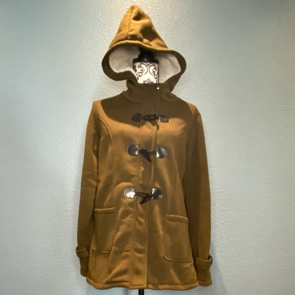 Soft Hooded Zip & Toggle Buttons Women’s XXL Brown Sweatshirt Jacket. - Picture 2 of 10